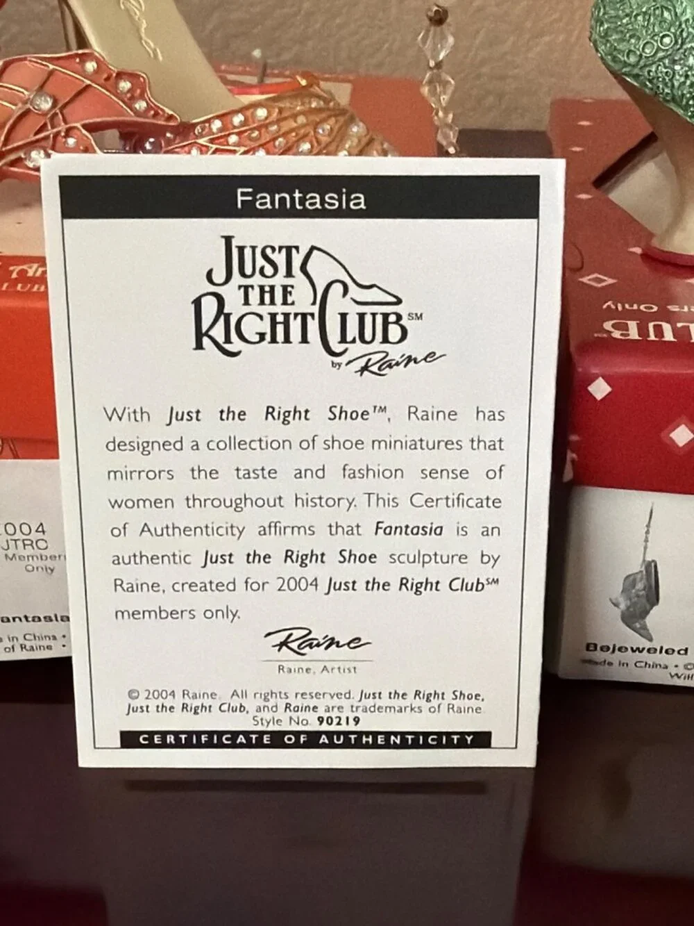 Just the Right Shoe Raine 2003/2004 Club Ornaments Bejeweled Fantasia Christmas